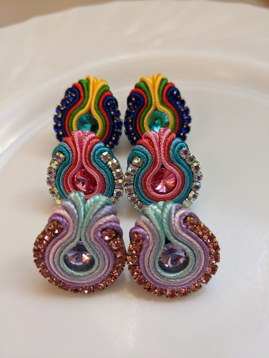 Soutache earrings multicolor colourful 