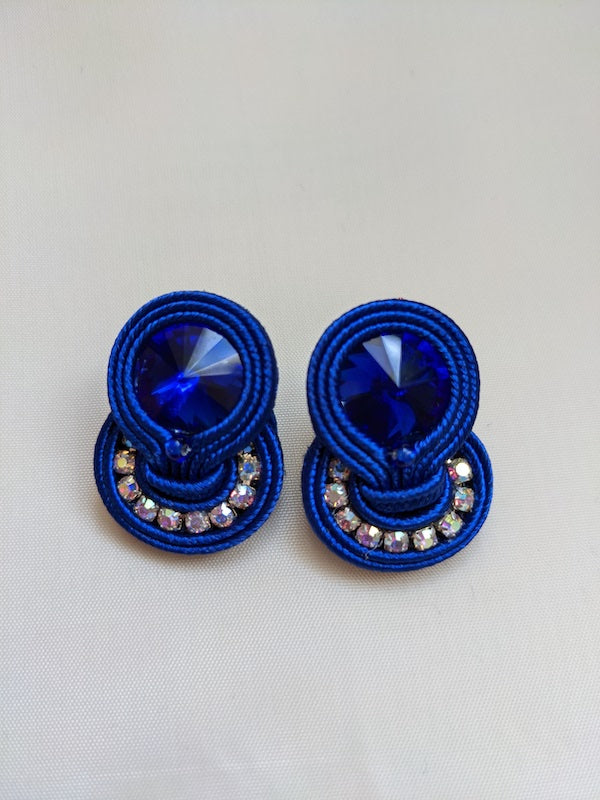 Handmade soutache earrings with glass beads