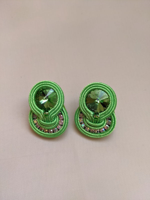 Handmade soutache earrings with glass beads