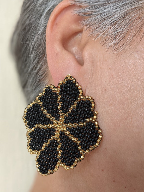 Black Hand-woven earrings