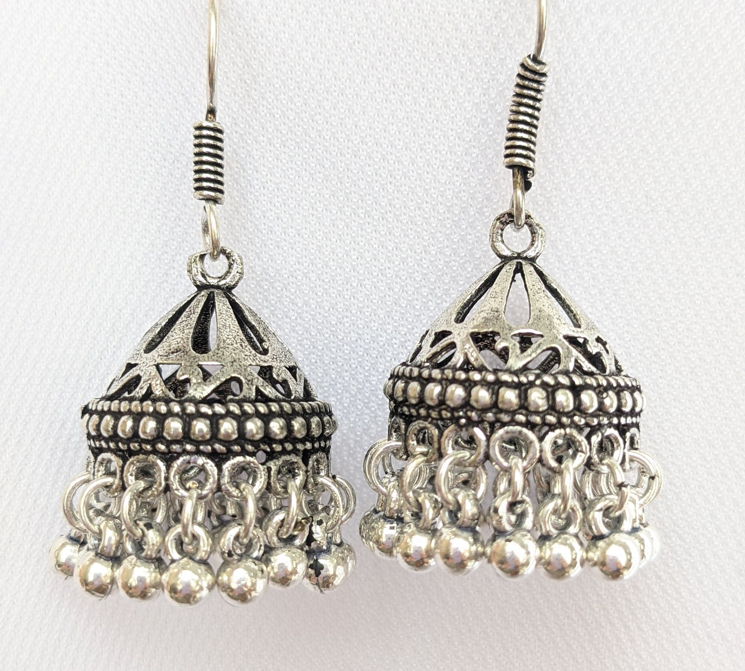 Jhumki style earrings with gorgeous raised relief details luzwithoutfrontiers.com