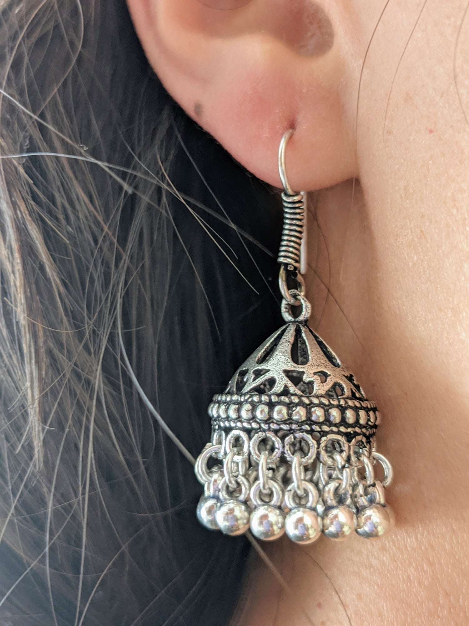 Jhumki style earrings with gorgeous raised relief details luzwithoutfrontiers.com