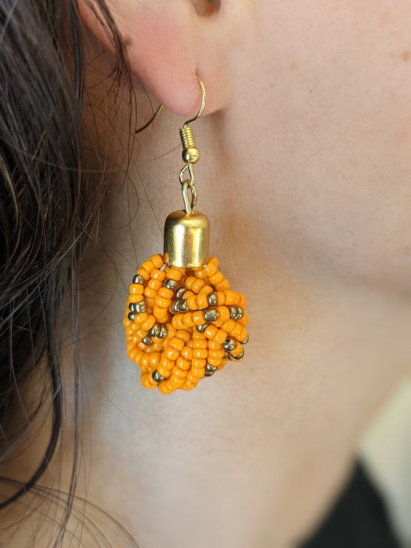 maasai beaded earrings knots shape orange