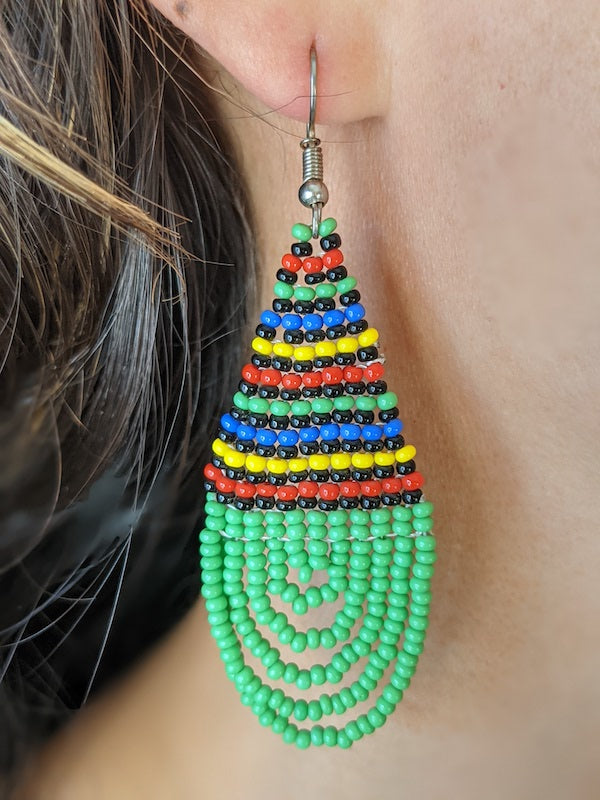 Maasai beaded earrings green