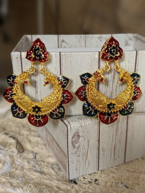 Indian earrings Meenakari