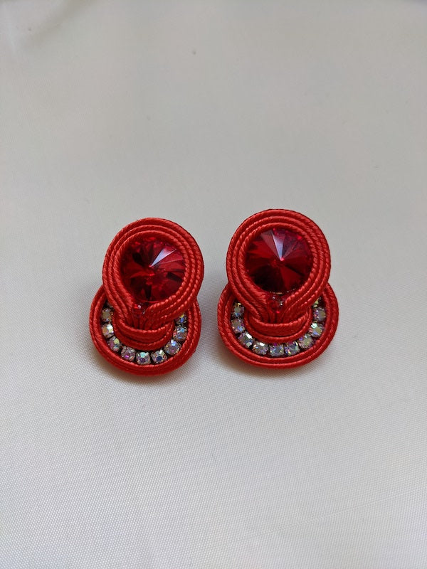 Handmade soutache earrings with glass beads