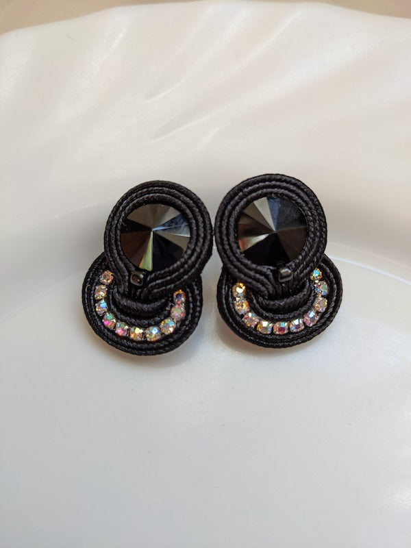 Handmade soutache earrings with glass beads