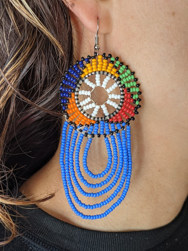 maasai beaded earrings blue