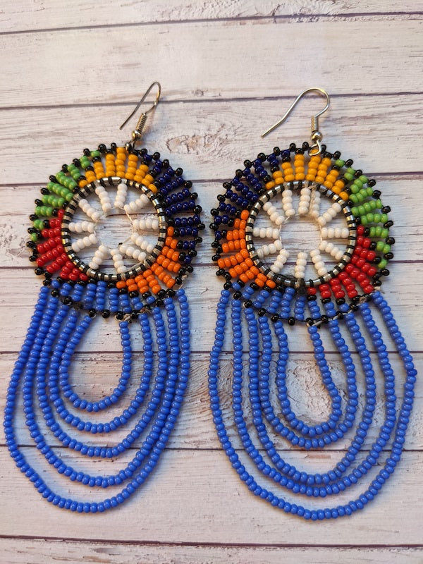 maasai beaded earrings blue