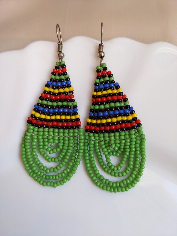 Maasai beaded earrings green