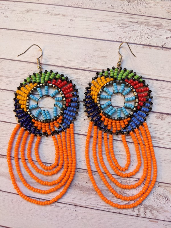 maasai beaded earrings orange