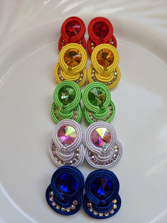 Handmade soutache earrings with glass beads