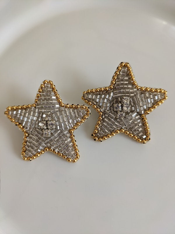 Star shape earrings gold and silver