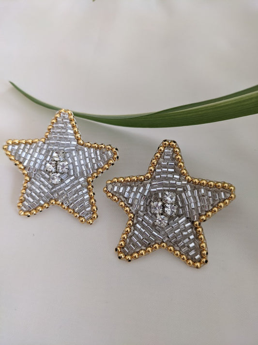 Star shape earrings gold and silver